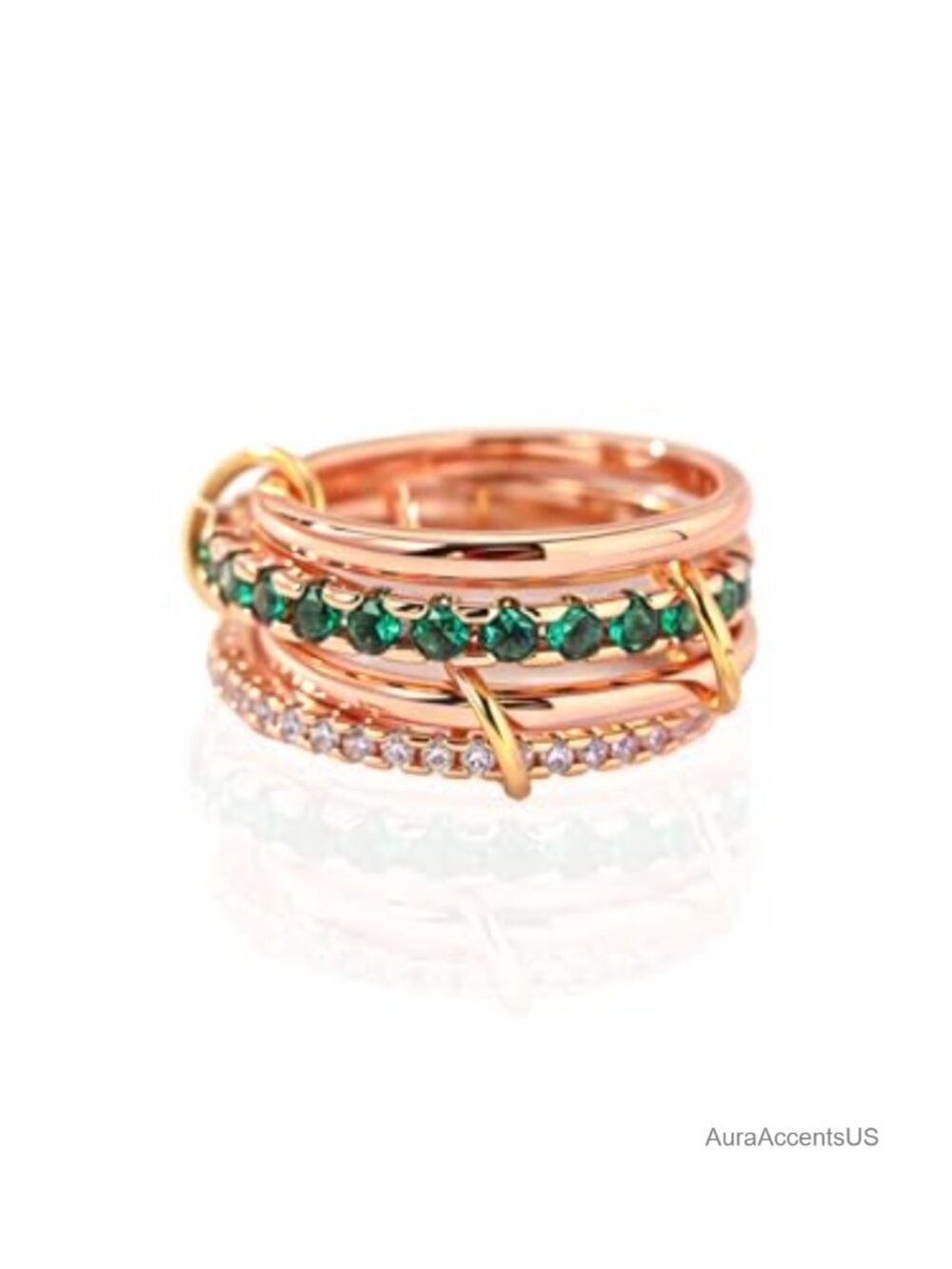 18K Rose Gold Plated Stackable Rings Cubic Zirconia Set